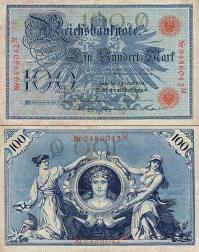 *100 nemeckých mariek Nemecká ríša 1908, P33b XF - Kliknutím na obrázok zatvorte -